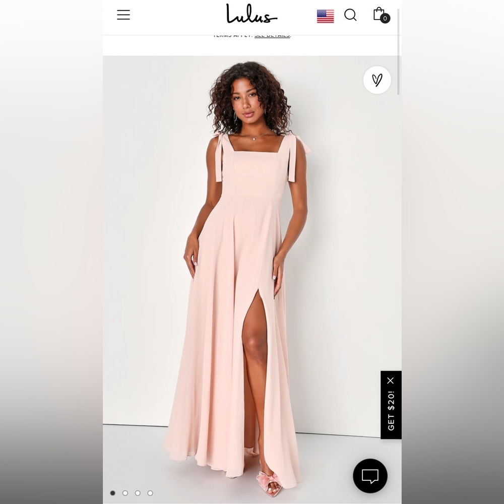 Love Me Forever Blush Tie-Strap Square Neck Maxi Dress